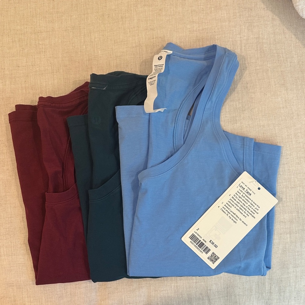Lululemon Athletica “Love” Tank Tops x 3